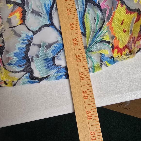 Erin London Floral Bohemian Art To Wear Semi Sheer Blouse Abstract Artsy Fairy L - Picture 7 of 13